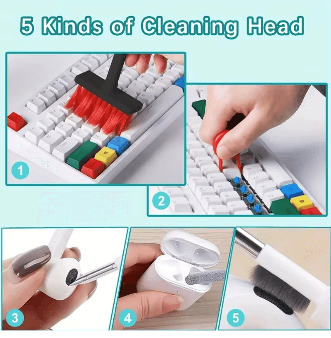 CleanTech 5 in 1 Keyboard and Earbuds Cleaning Kit with Keycap Puller