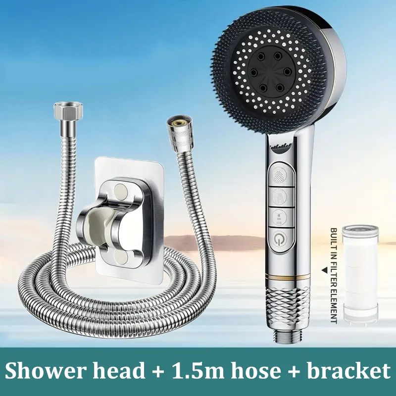 High Pressure Handheld Shower Head 4 Mode Adjustable Bathroom Set