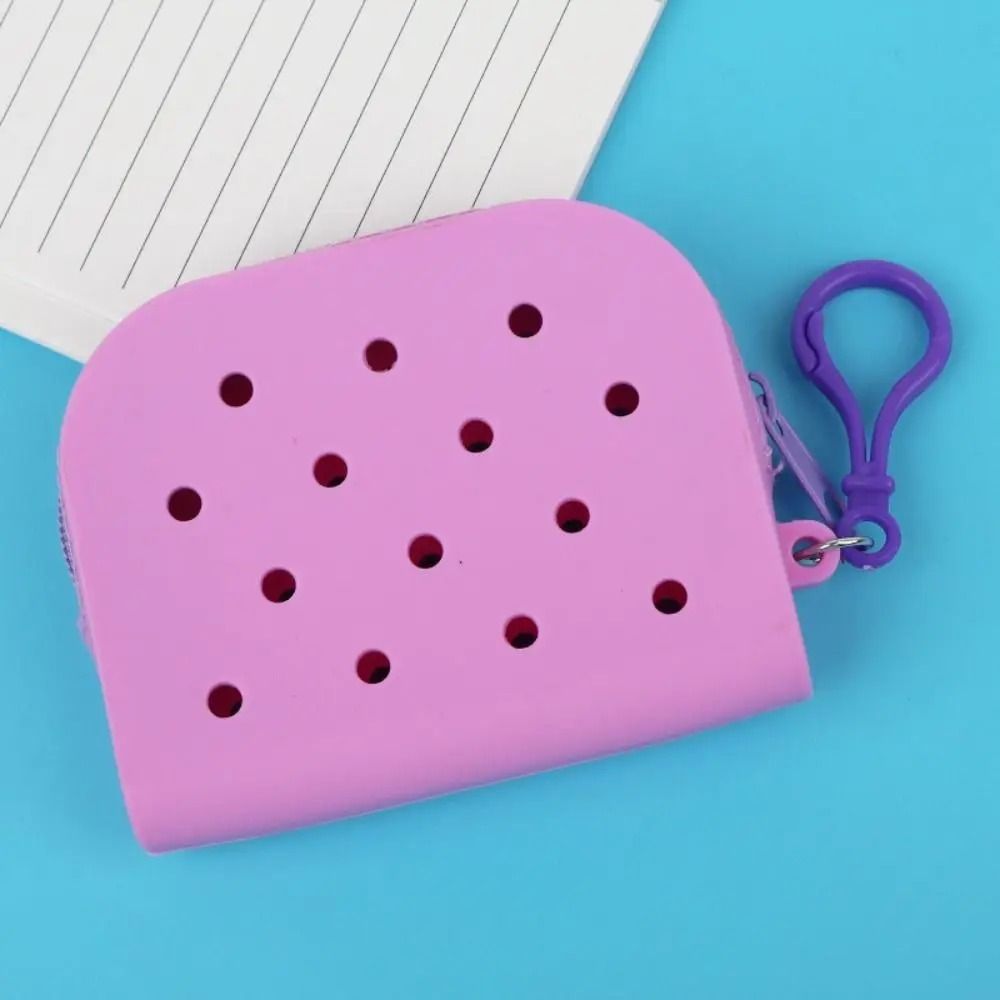 Soft Silicone Mini Hole Wallet – Breathable Zipper Coin Purse & Card Holder