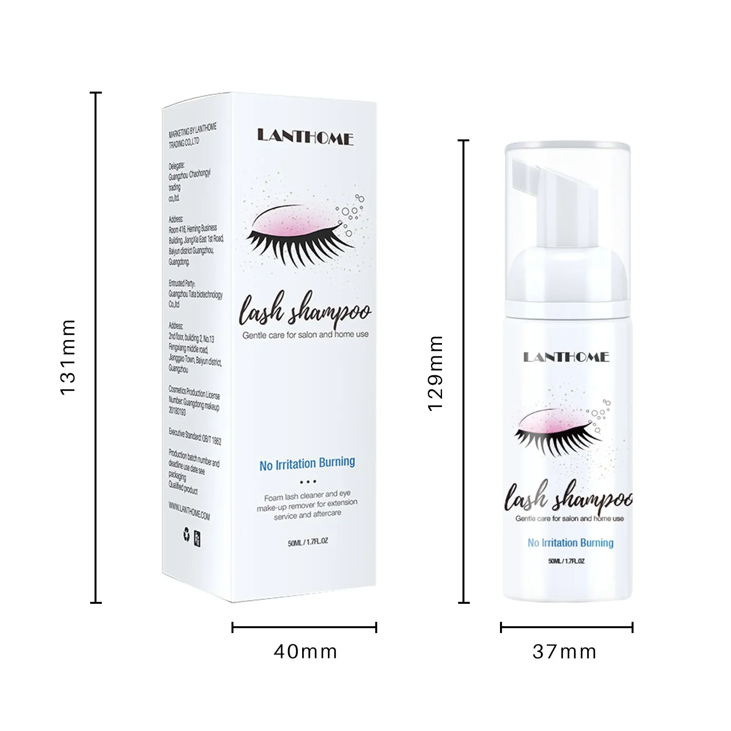 Eyelid Deep Clean Cleanser, Lanthome Eyelash Extension Shampoo Foam, Makeup Tools Mascara Remover, Salon and Home Use