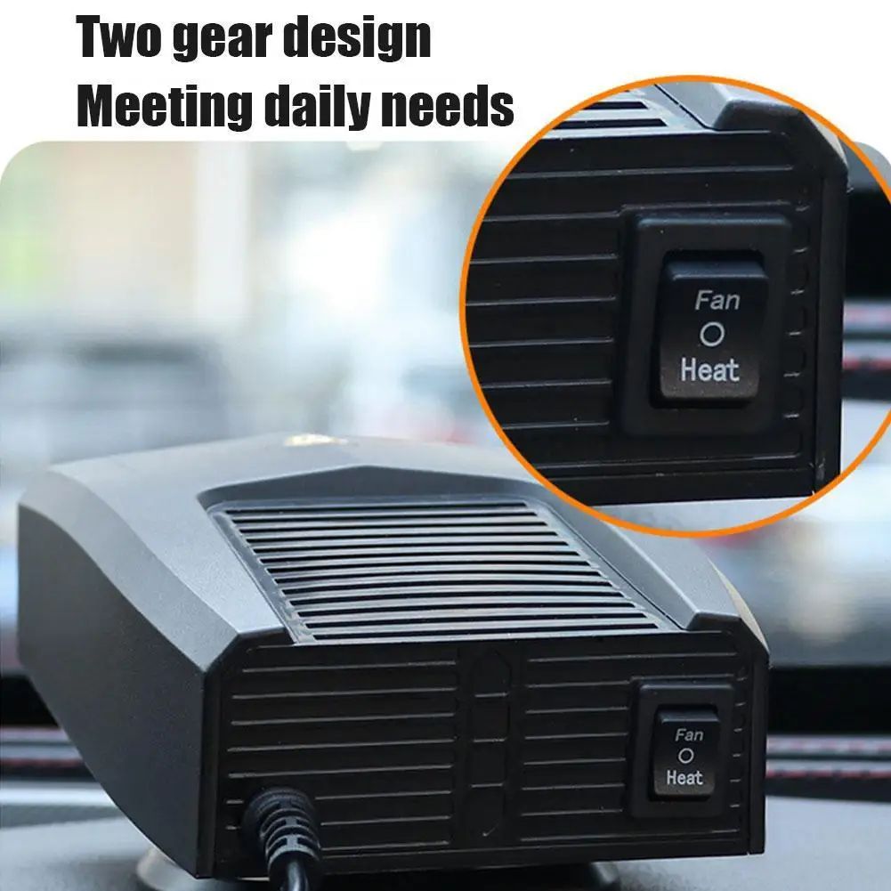 12V Car Heater Defroster 2-in-1 Fast Heating/Cooling Fan – 360° Rotatable Windshield Defogger Auto Window Dryer