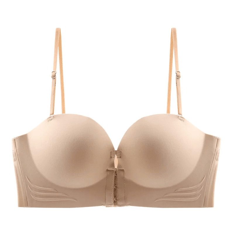 Seamless Strapless Push Up Bra with Front Closure
