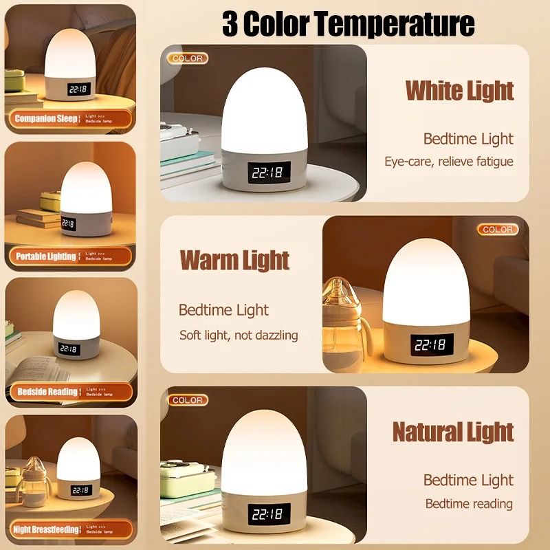 Touch Night Light Rechargeable 3 Color LED Bedside Lamp