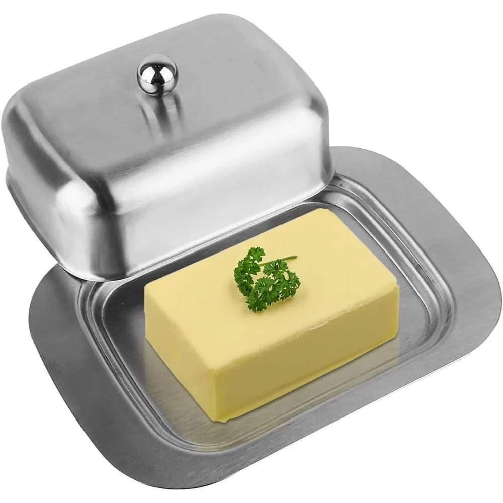 Stainless Steel Butter Dish with Easy-Grip Lid