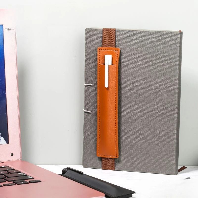Universal Leather Pen Holder with Adjustable Elastic Band | Notebook & Planner Pouch