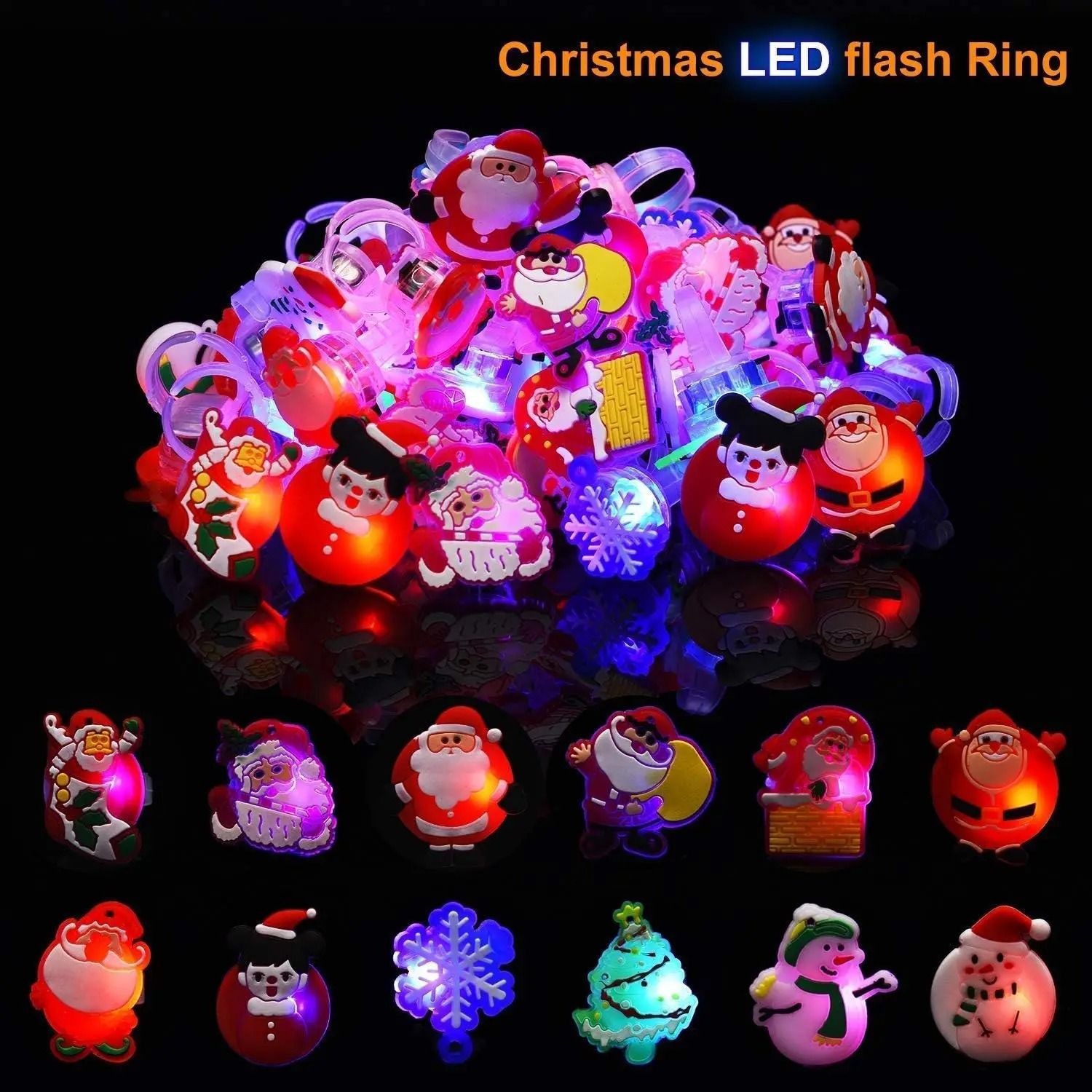 Christmas LED Flashing Rings – Festive Party Light-Up Toy Set