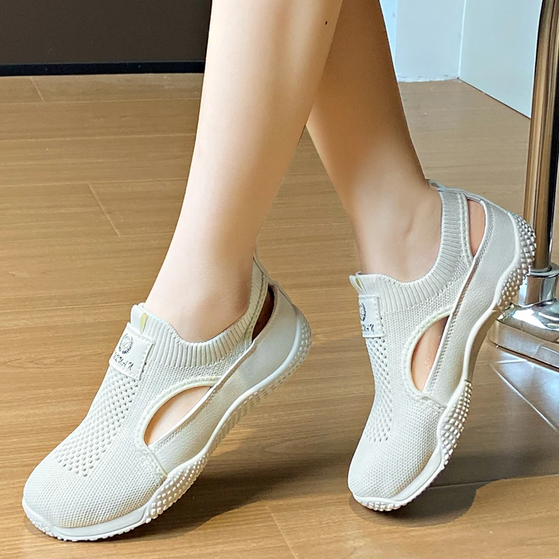 New Summer Trendy Mesh Sandals, Hollow Breathable Casual Board Shoes, Thick Sole Versatile Women's Vulcanized Shoes