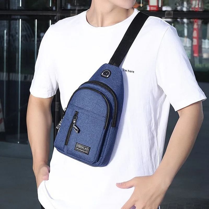 Mens Canvas Chest Bag Casual Crossbody Messenger Satchel