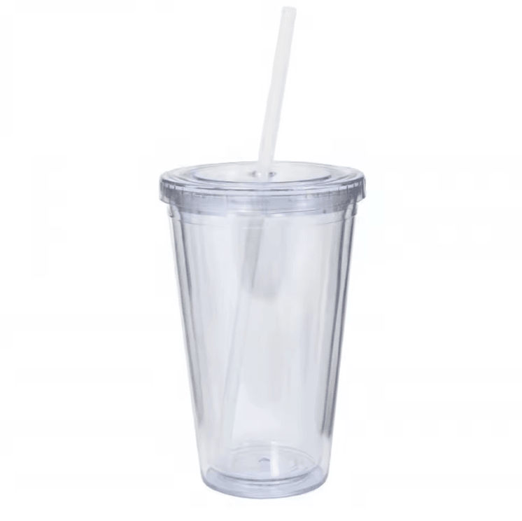 Double-Layer Clear Tumbler with Straw – Insulated Smoothie & Iced Coffee Cup
