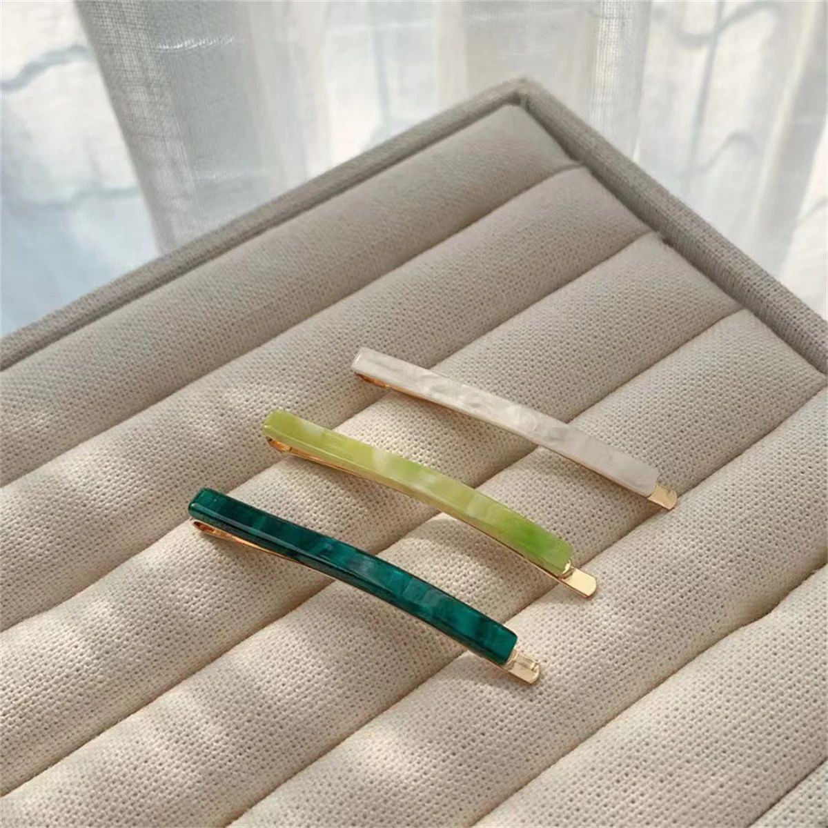 3 Piece Acetate Geometric Hair Barrettes – Simple Oblong Hair Clips and Side Pins