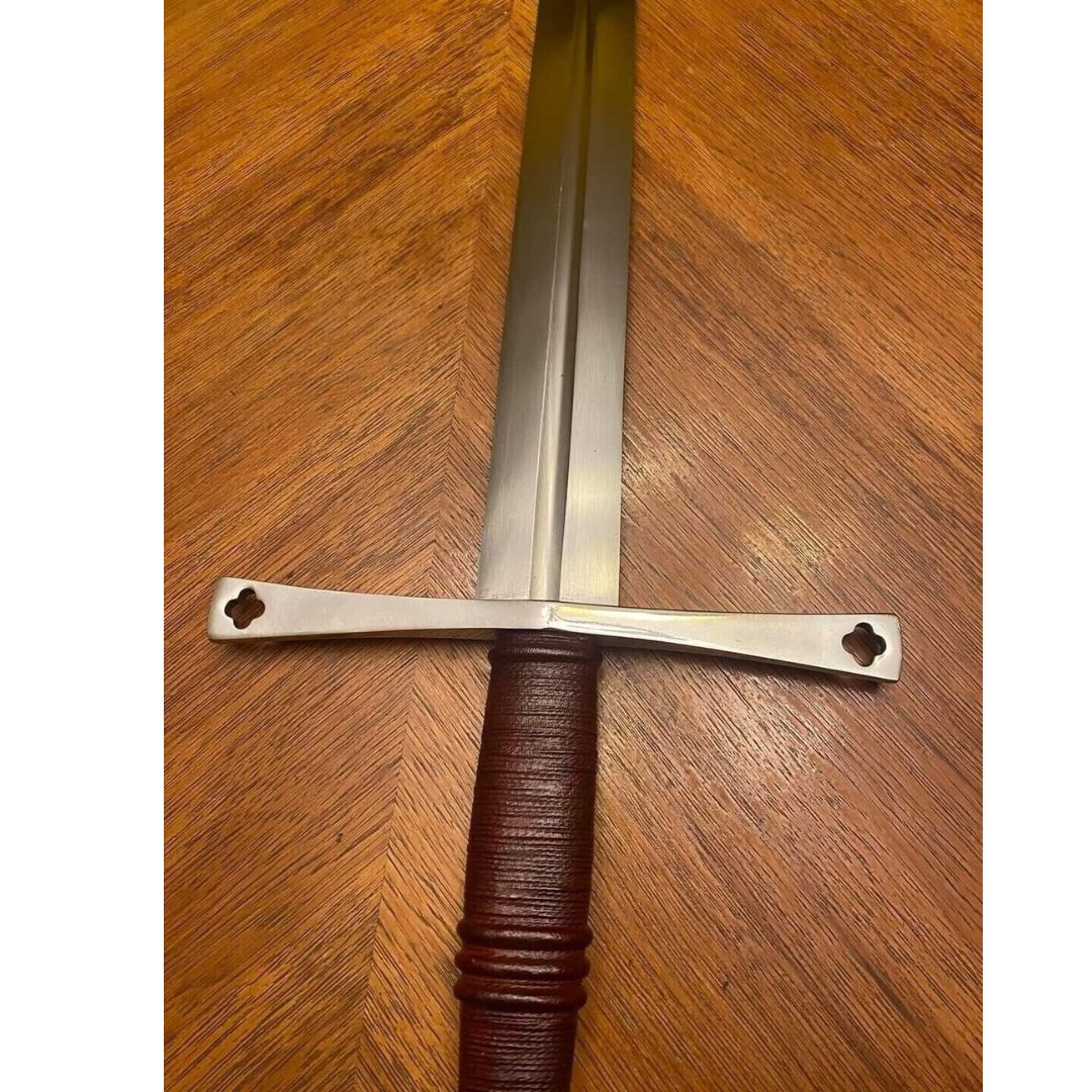 Handmade Cross Sword Leather Handle | D2 Tool Steel Viking Sword | Hunter Replica Sword Double Edged Sword | Gift For