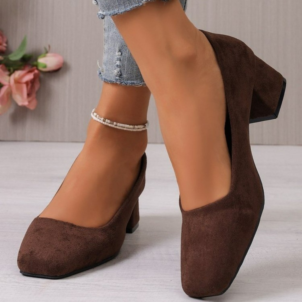 Shallow Women High Heels Shoes, Retro Mid Heels Pumps, Fashion Trend Autumn Designer Walking Dress Shoes