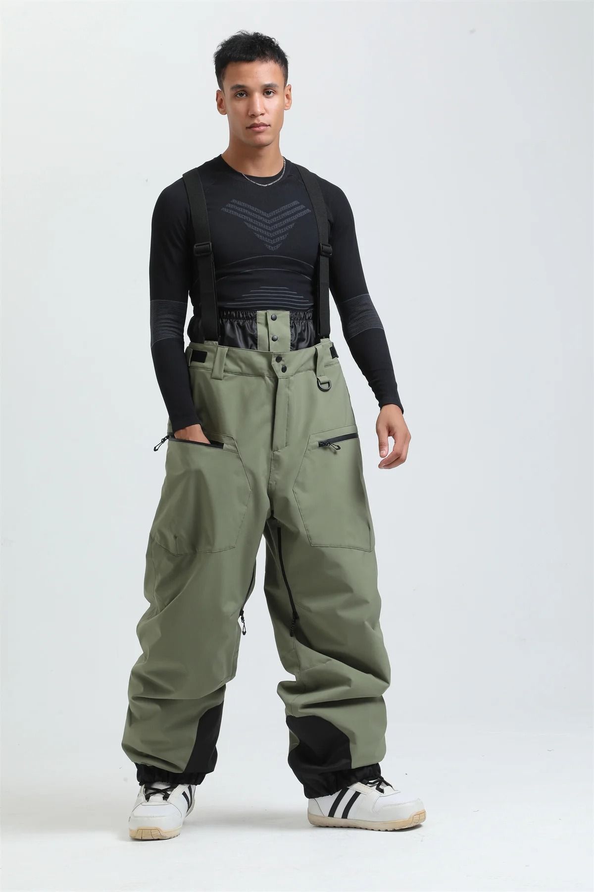 Womens Waterproof Insulated Ski Pants With Suspenders Warm Winter Snowboard Overalls
