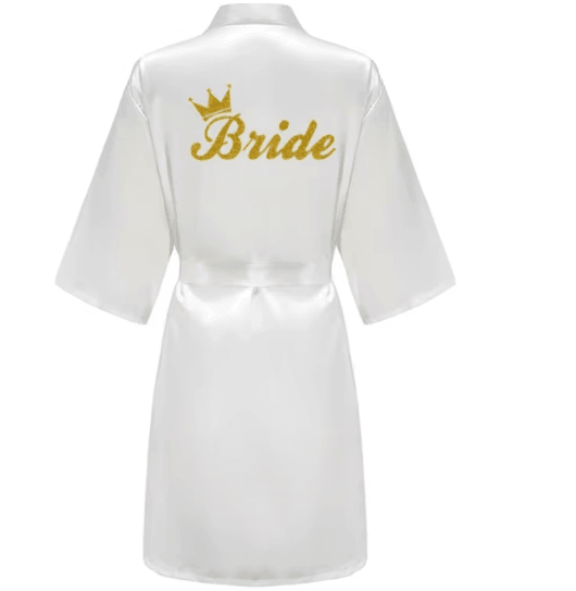 Personalized Satin Bridal Party Robe with Gold Lettering