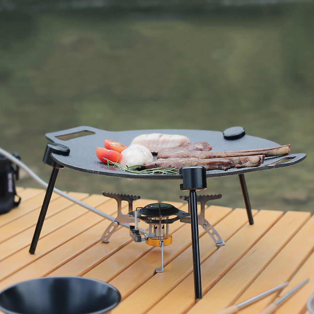 Portable BBQ Triangular Bracket Grill Pot Rack with Adjustable Chain for Outdoor Cooking
