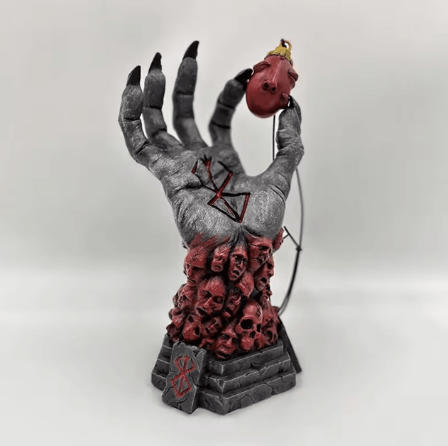 Berserk Skull Rune Hand Statue – Gothic Grim Reaper Resin Decor