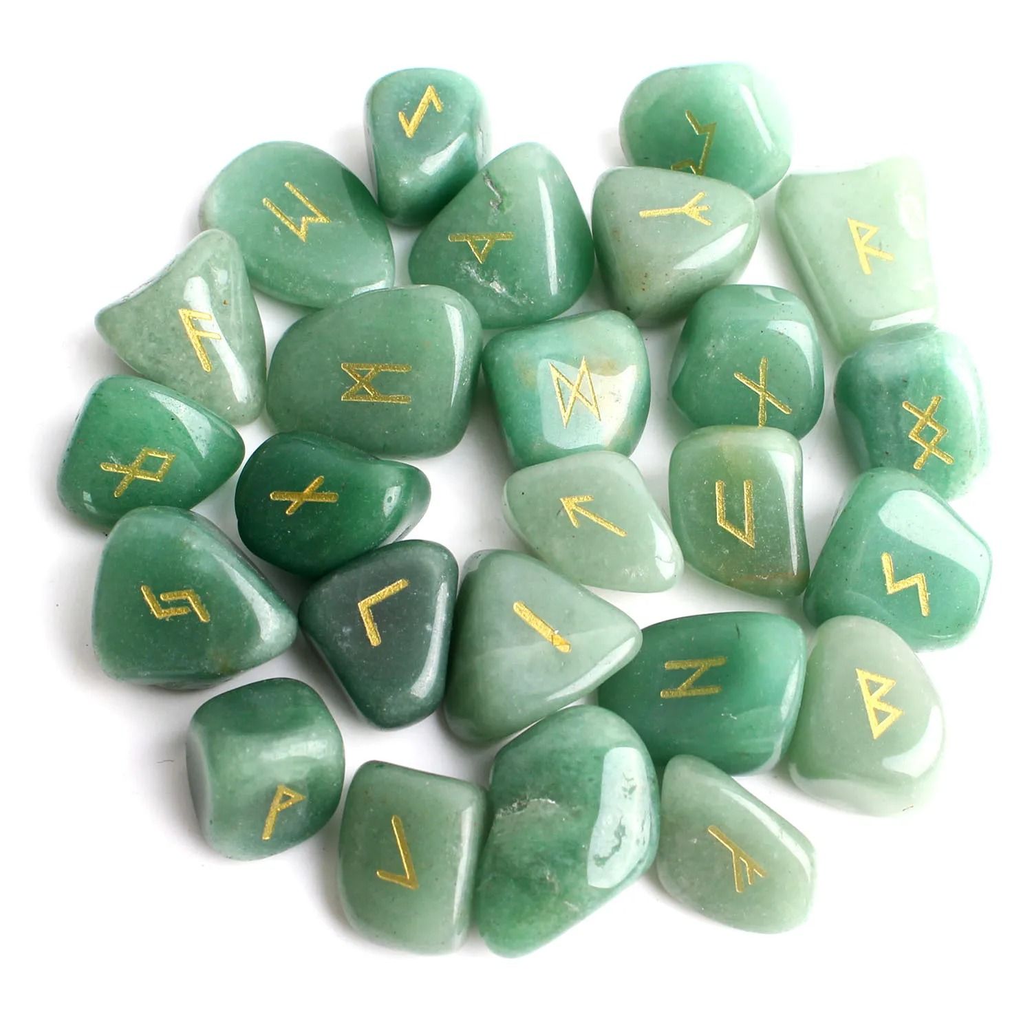 Natural Crystal Rune Stones Set 25PCS Quartz Agate Reiki Healing Witches Energy Crystal Carving