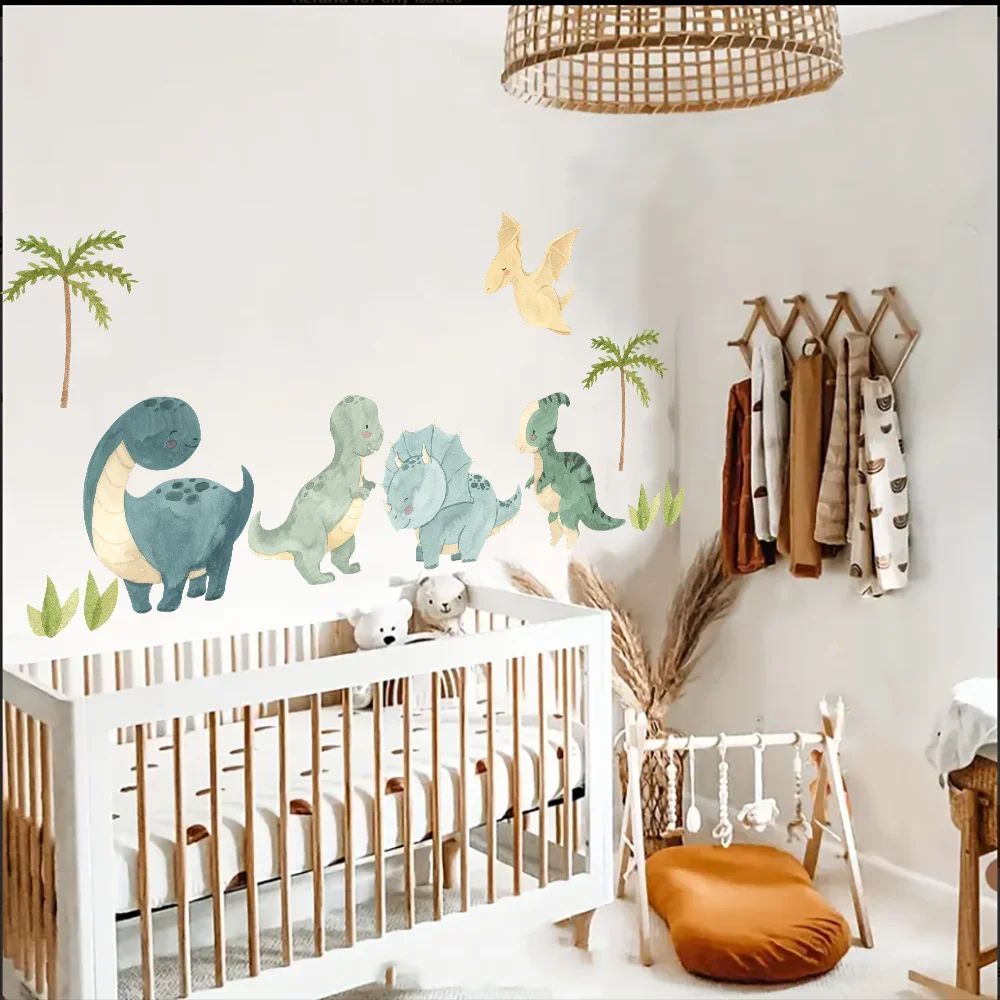 Watercolor Dinosaur Wall Decals for Nursery and Kids Room