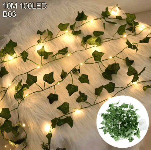 LED Ivy Vine String Lights – Artificial Green Garland Fairy Lights for Bedroom & Event Decor