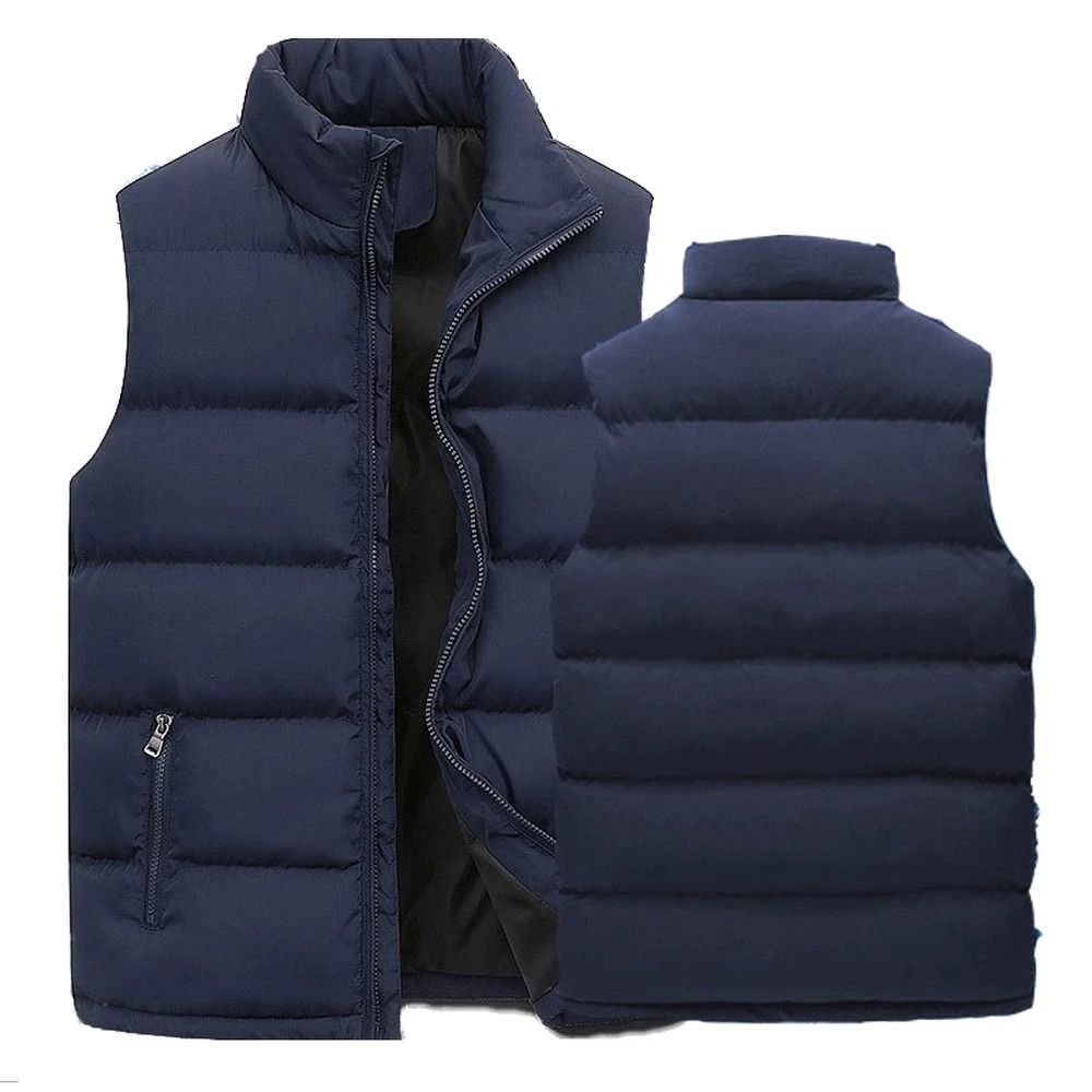 Mens Winter Vest Jacket Waterproof Sleeveless Stand Collar Casual Waistcoat
