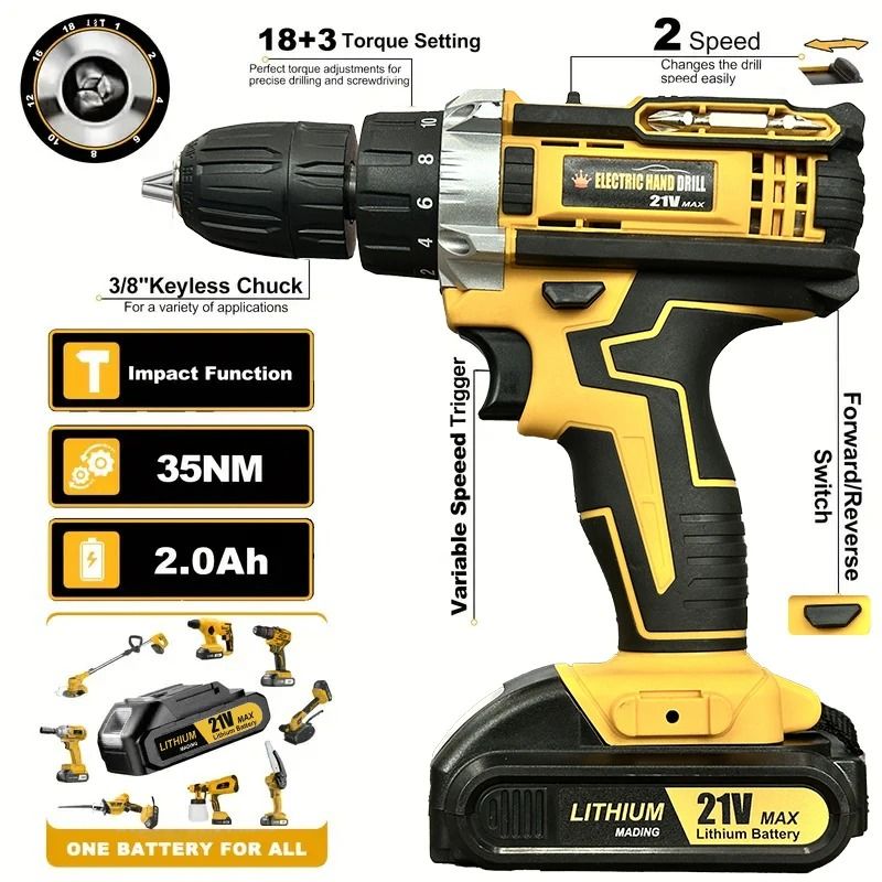 20V High-Torque Electric Power Drill Kit – Complete Home Repair & Maintenance Set with Drill Bits & Daily Tool Kit