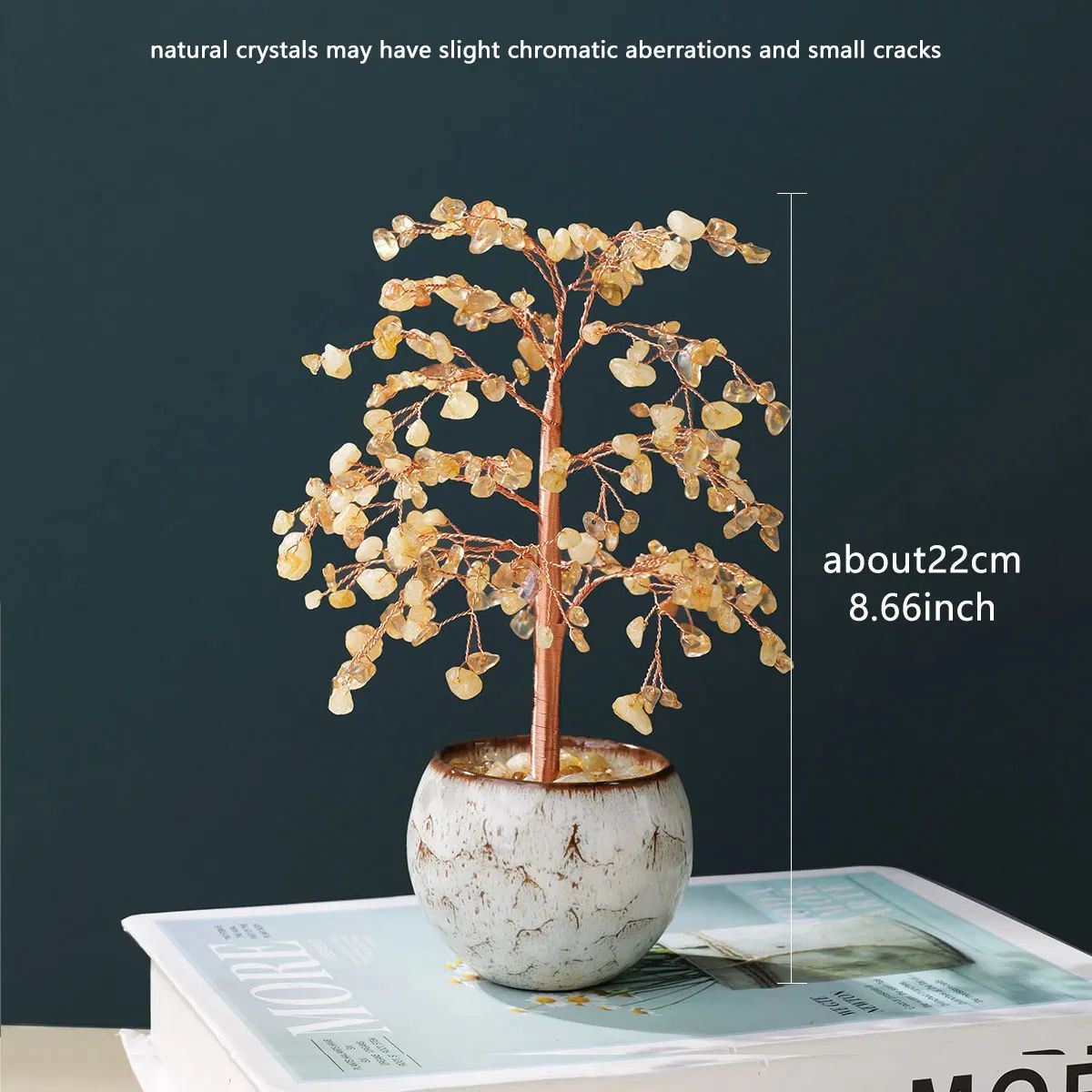Natural Citrine Crystal Money Tree – Feng Shui Energy Decor with Copper Wire Base