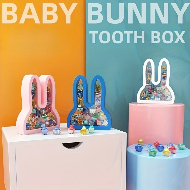 Rabbit Shape Baby Tooth Keepsake Box, Bunny Ear Holder, Lost Teeth Storage Box for Newborns