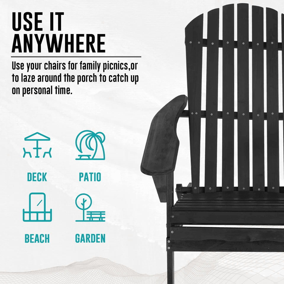 All Weather Folding Adirondack Chair, Fire Pit Lounge Seating, Easy Assembly