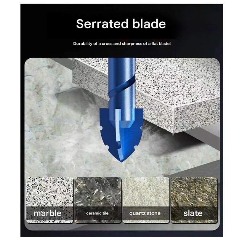 Four Edge Serrated Drill Bit Set for Tile Glass Concrete