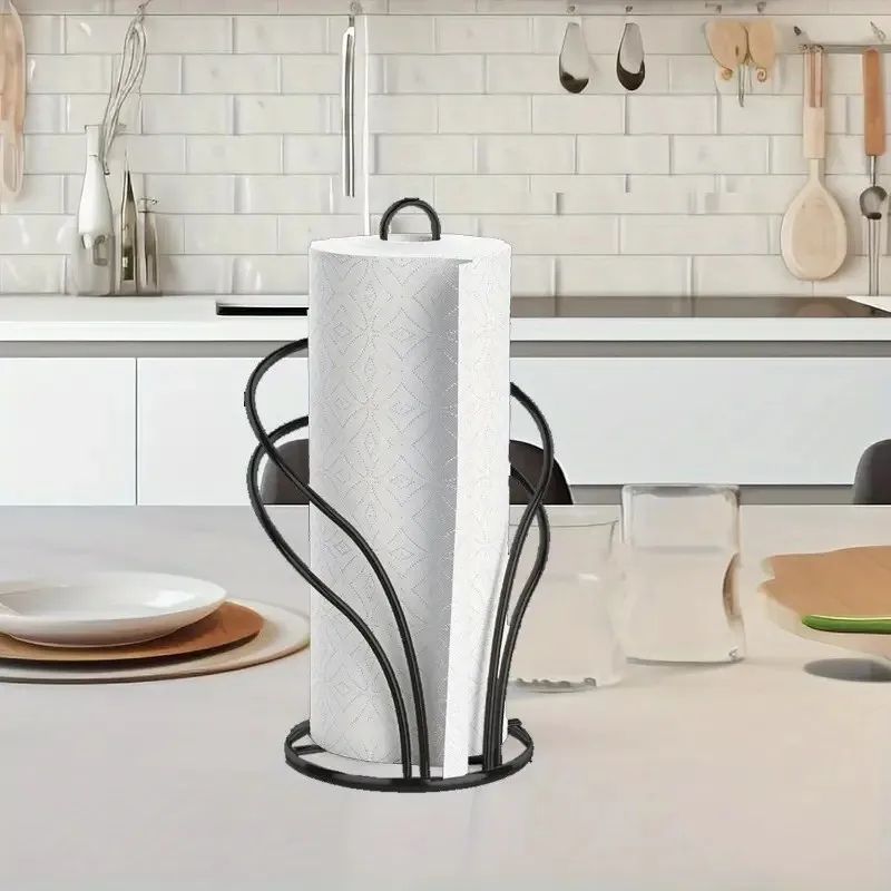 Elegant Gold Metal Paper Towel Holder with Stable Base