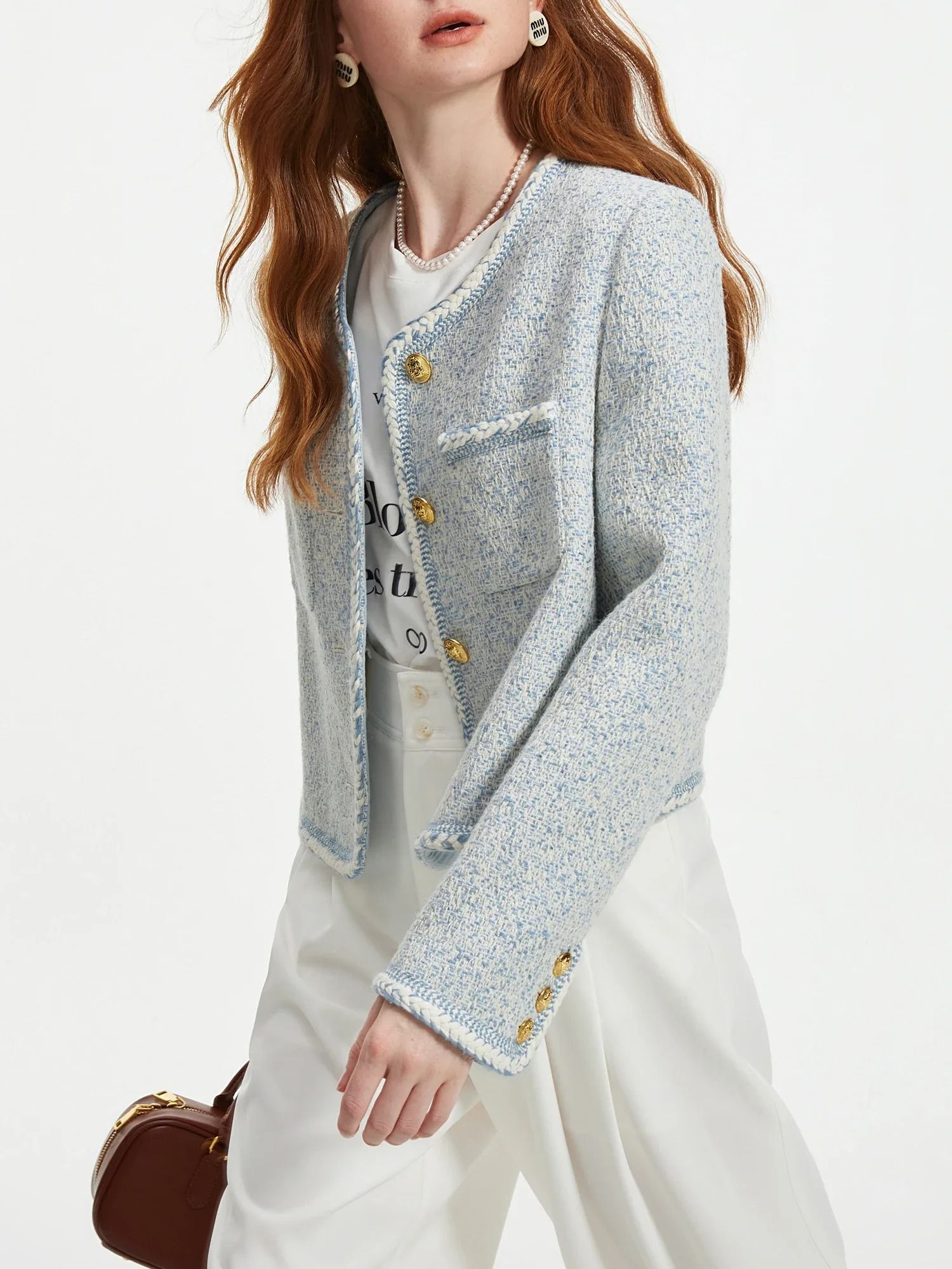 Wool Blend Temperament Tweed Jacket