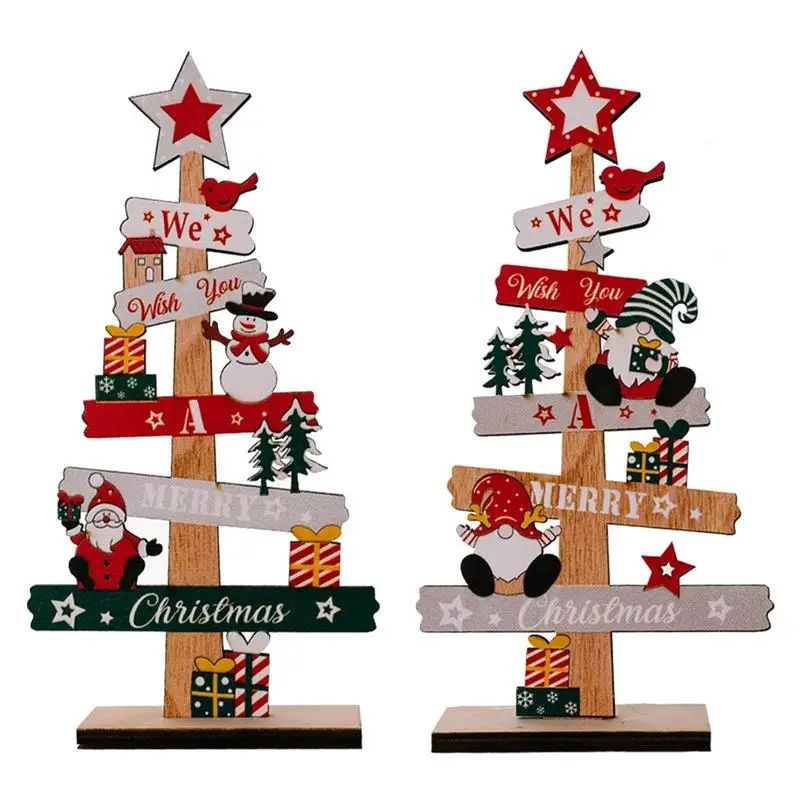 DIY Wooden Santa Christmas Tree Desktop Decoration