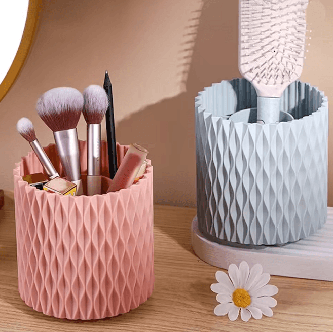 GlamSpin 360 Rotating Makeup Brush Organizer With Large Capacity