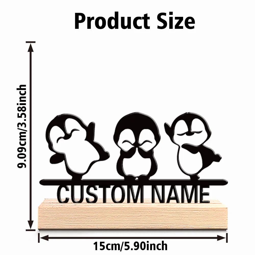 Personalized Penguin Trio Metal Art Display