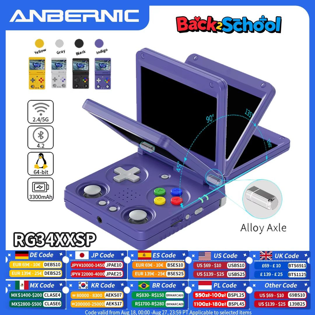 Anbernic RG34XXSP Retro Handheld Game Console – Flip Design with 3.4