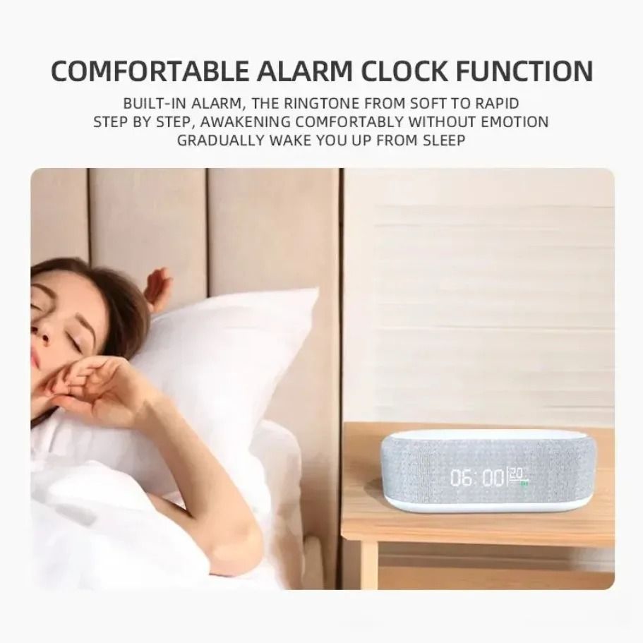 Intelligent Alarm Clock Wireless Charger – 15W Fast Charging Station with Bedroom Lamp, Night Light & Desktop Thermomete