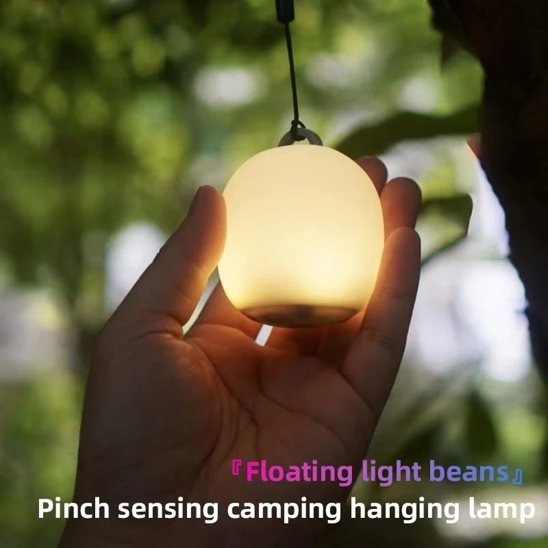 Rechargeable Egg Shaped Camping Light Soft Silicone Pinch Control Lamp