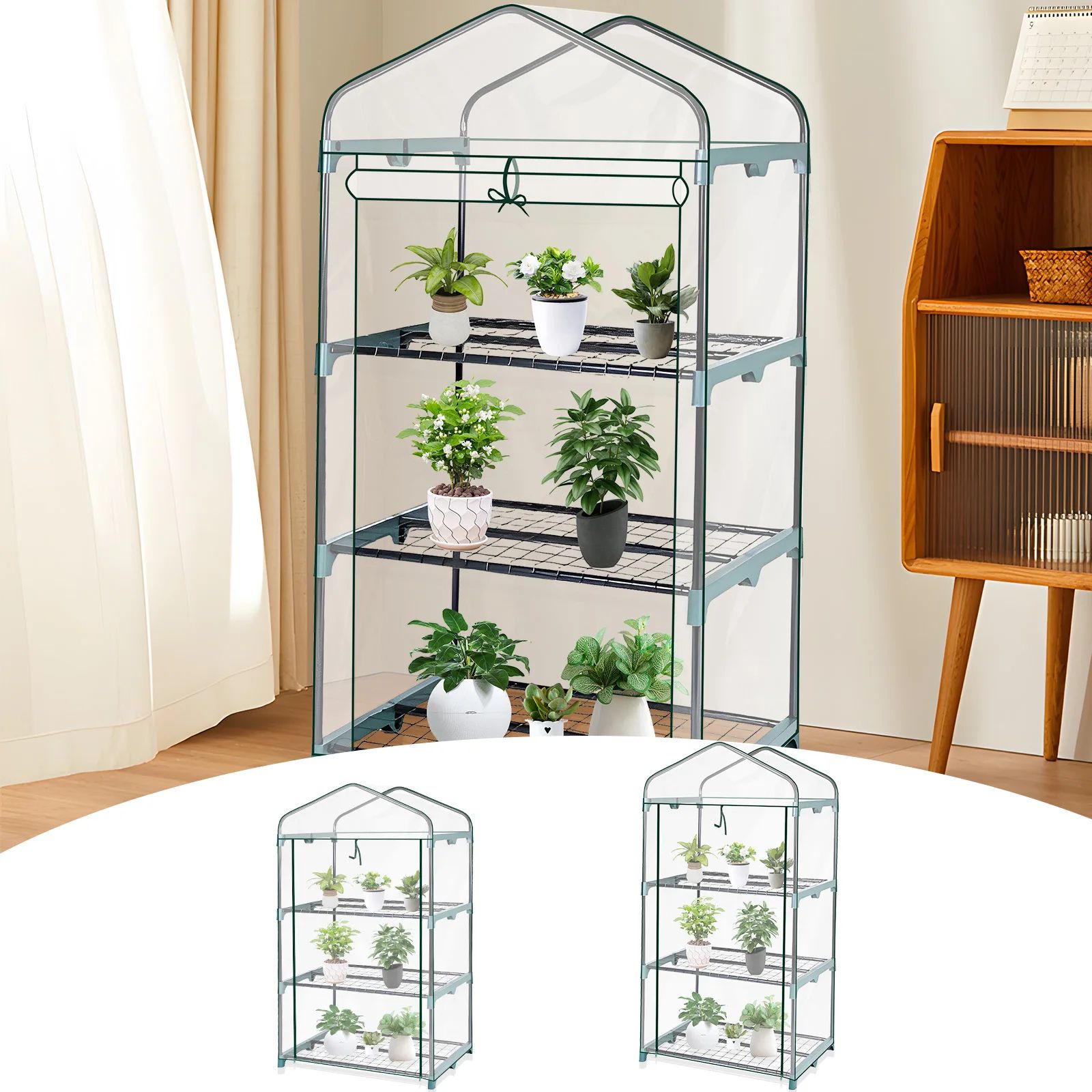 GreenGrow Walk In Greenhouse Cover for 4 Tier Garden Shelving