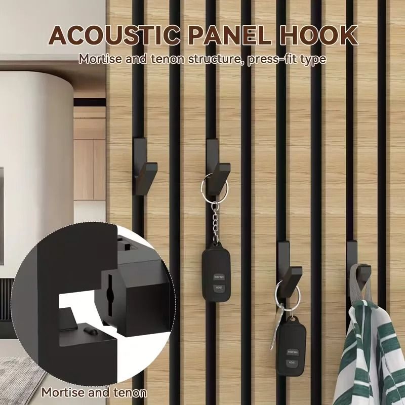 Acoustic Panel Clothing & Utility Hooks (Set of 4) | Drill-Free Storage Solution for Home Studios & Offices