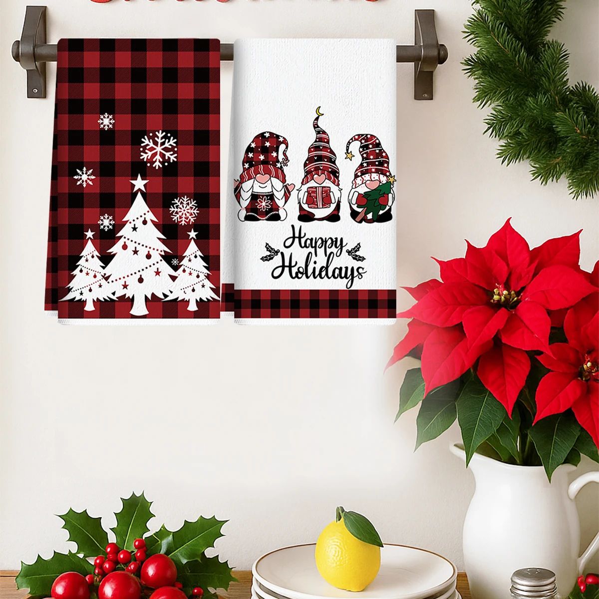 Merry Christmas Santa Kitchen Towels Set of 2