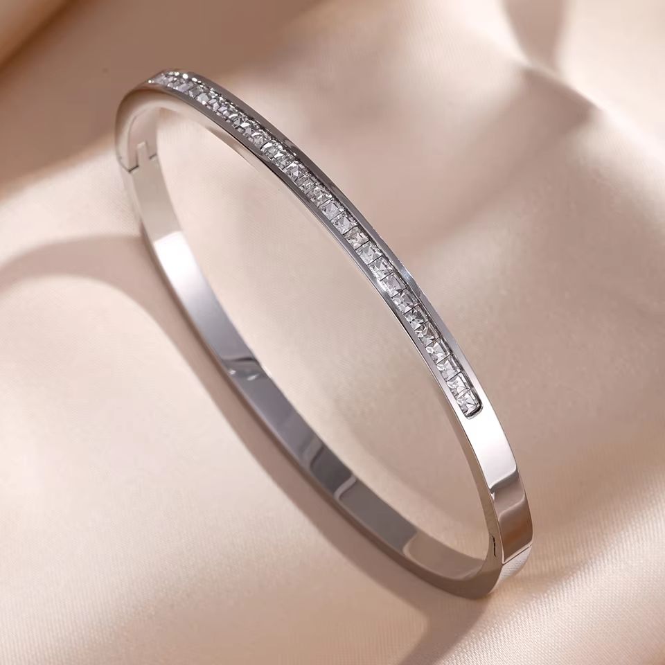 ZAKOL Sparkling Zirconia Stainless Steel Bracelet Set for Women Stackable Bangles
