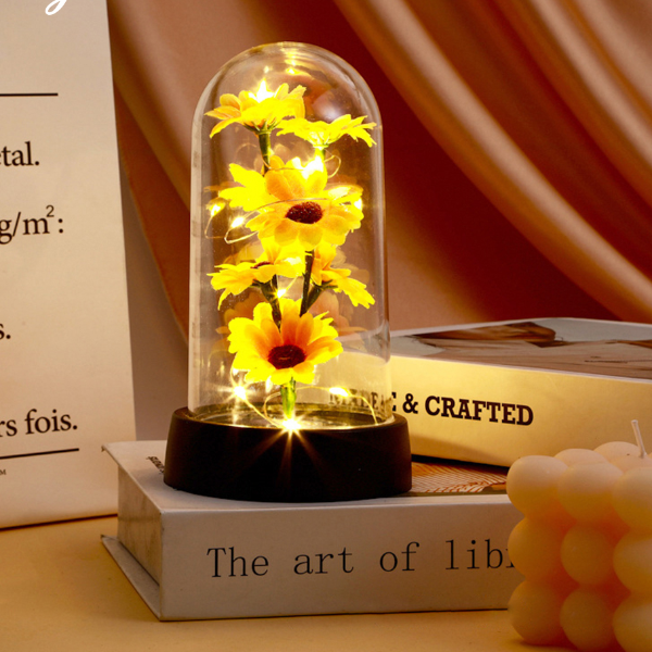 Eternal Flower Gift for Graduation, Mother's Day, Valentine's Day, Birthday, Small Sunflower Plastic Set for Wife