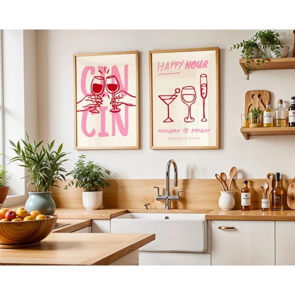 Cin Cin Cheers Cocktail Kitchen Wall Art