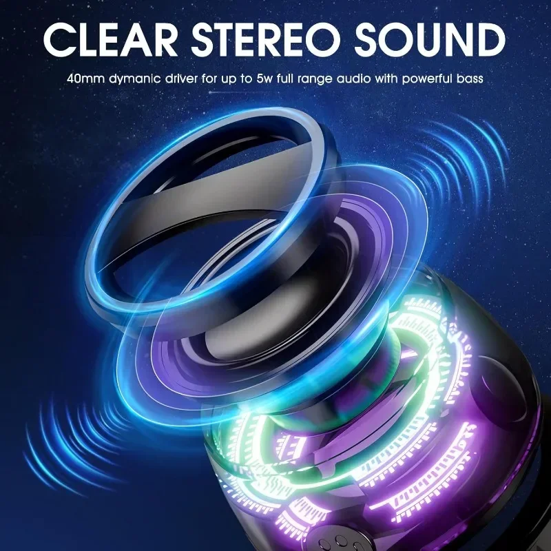 New Bluetooth Speaker with RGB Lighting, Magnetic BT Mini Sound Box and Phone Holder