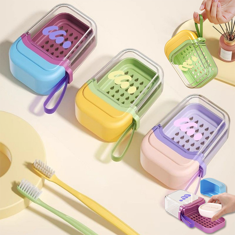 Leakproof Travel Soap Case with Drainage Tray and Airtight Lid