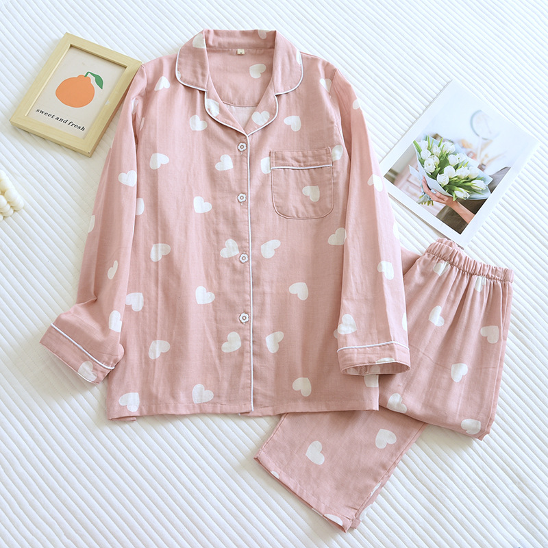 Women's Cotton Long Sleeve Pants Pajama Set, New Spring and Autumn Two Piece, Love Lovely Sweet Home Furnishing Set