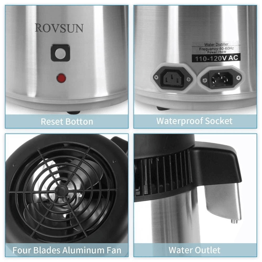 Stainless Steel Water Distiller Countertop, Distilled Water Machine, Ideal for Home and Office