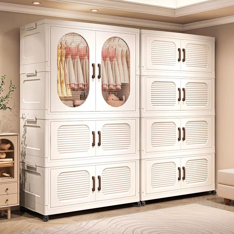 Double Door Foldable Wardrobe With Wheels 23.62in Magnetic Closet Organizer
