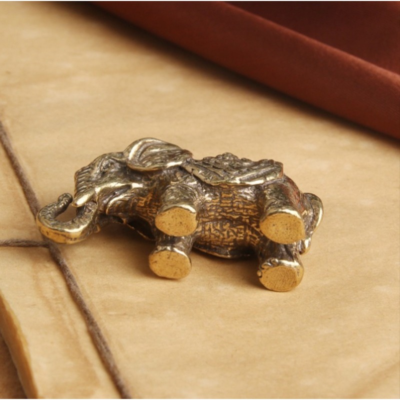 Antique Bronze Elephant Figurines, Miniature Tea Pet, Solid Copper Home Decor Table Ornament, Animal Crafts, Living Room