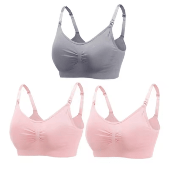 3pcs Maternity Nursing Bras Cotton Seamless Breathable Push Up Bra Set